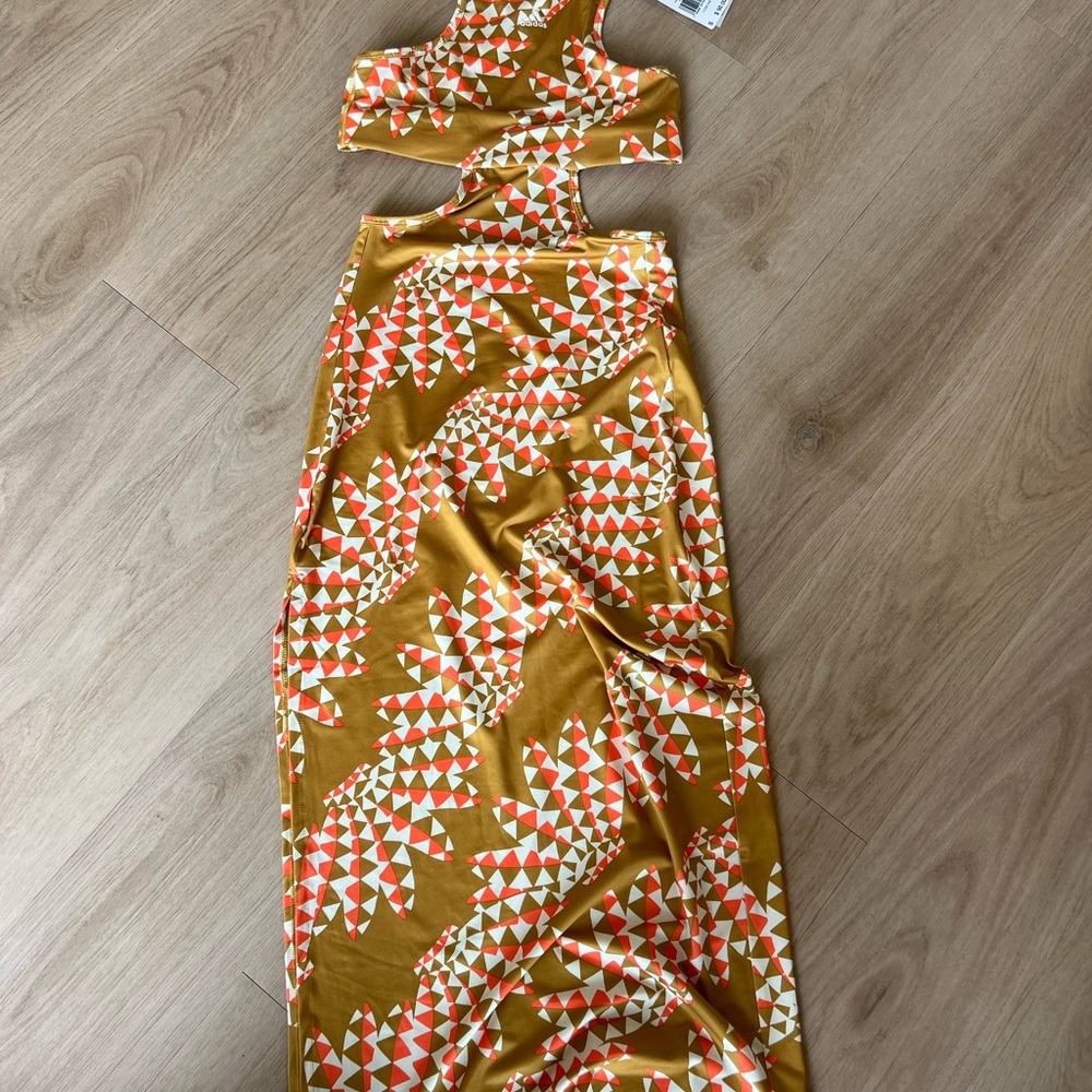 Farm Rio x Adidas Mustard Geo Cutout Maxi Dress